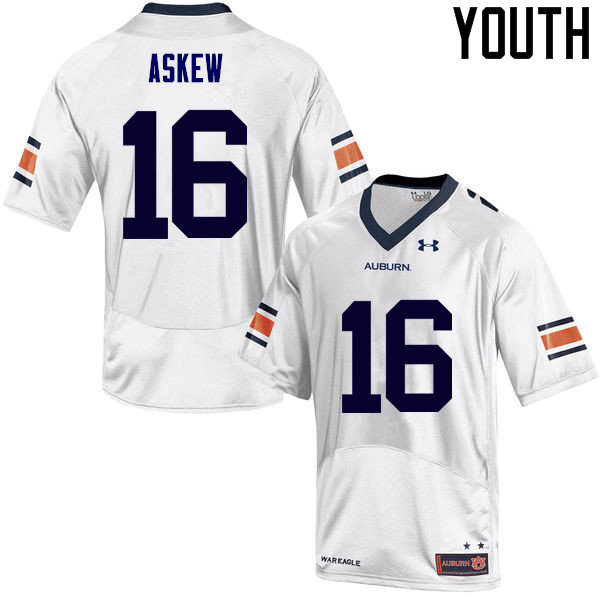 Auburn Tigers Youth Malcolm Askew #16 White Under Armour Stitched College NCAA Authentic Football Jersey SYG2574QB